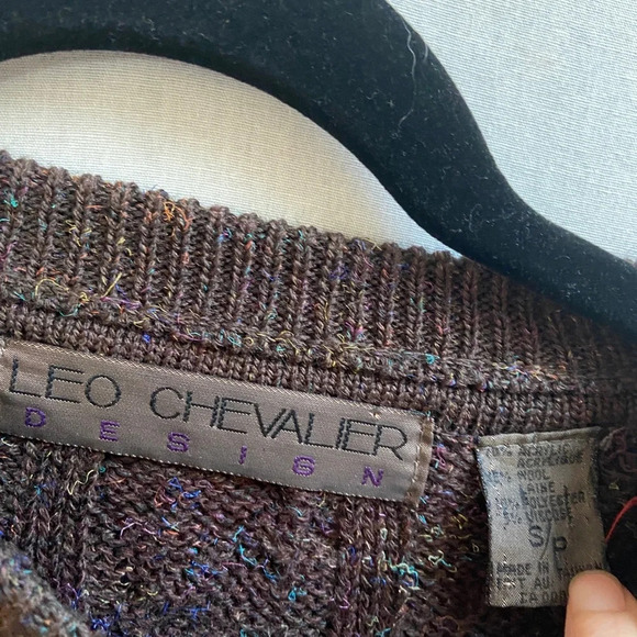 Vintage Leo Chevalier embroider Design wool blend crew neck knit sweater Sz  s - Picture 5 of 9